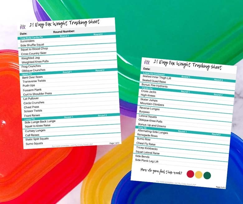 21 Day Fix Weight Tracker Printable My Crazy Good Life