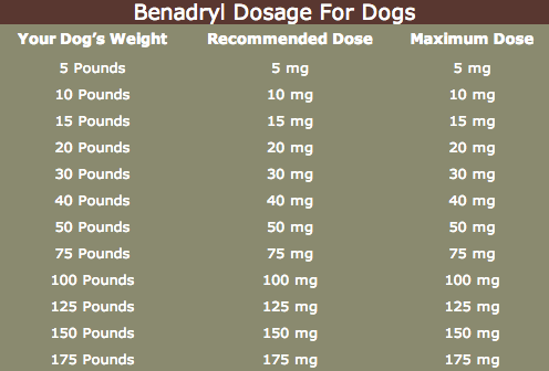 A Dog Benadryl Dosage Chart To Help With Benadryl Dosage For Dogs