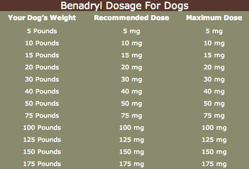 A Dog Benadryl Dosage Chart To Help With Benadryl Dosage For Dogs
