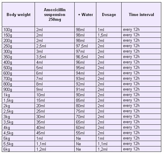 Amoxicillin For Cats Dosage Chart