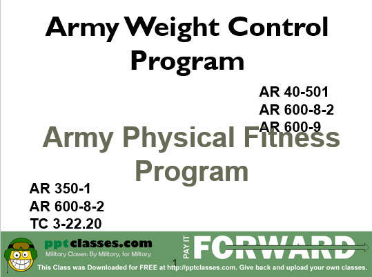 Army Weight Control Program AWCP PowerPoint Ranger Pre made 