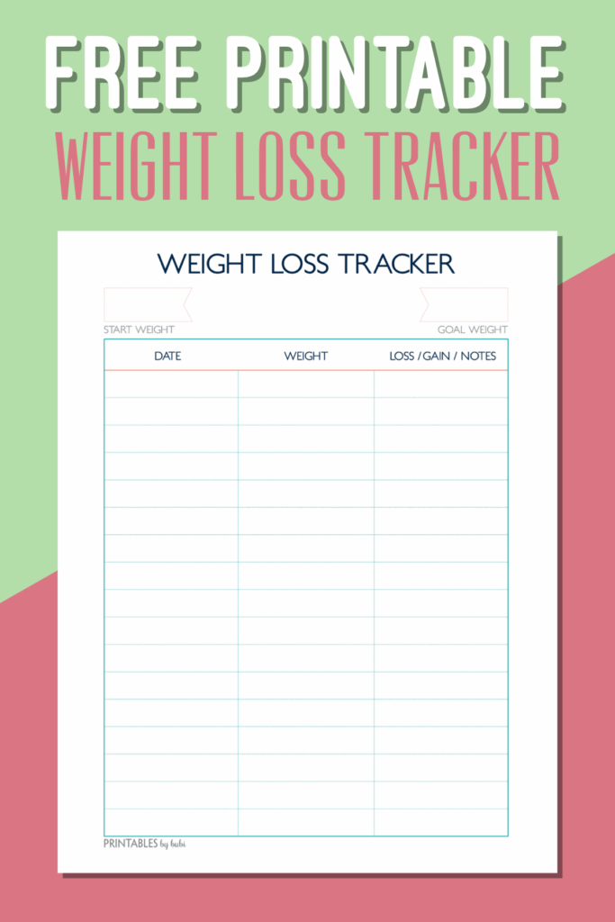 Cashing In On Life Free Weight Loss Tracker Printable Cakepins 