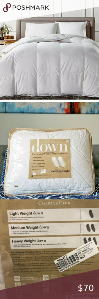 Charter Club Twin Down Comforter Medium Weight