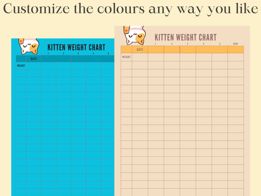 Customizable Kitten Weight Chart Canva Template Digital Etsy