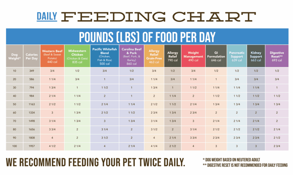Feeding Chart Rick 39 s Dog Deli