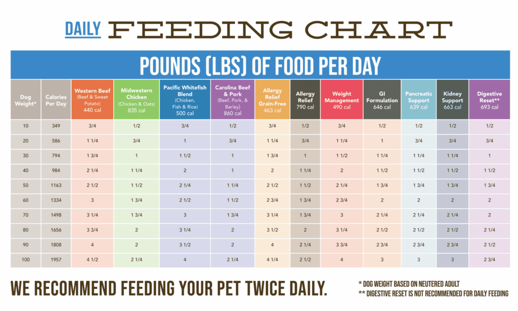 Feeding Chart Rick 39 s Dog Deli