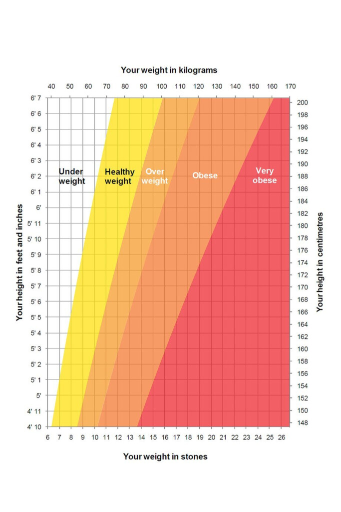 Healthy Weight Chart For Height Ideal Body Weight Chart For Males And 