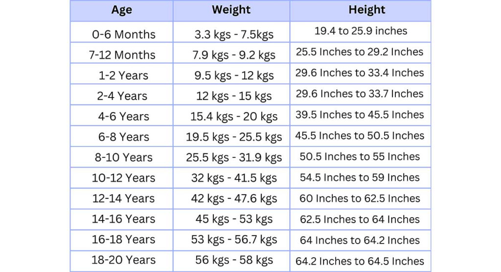 Height Weight Age Chart Normal Baby Growth Chart Height Length 