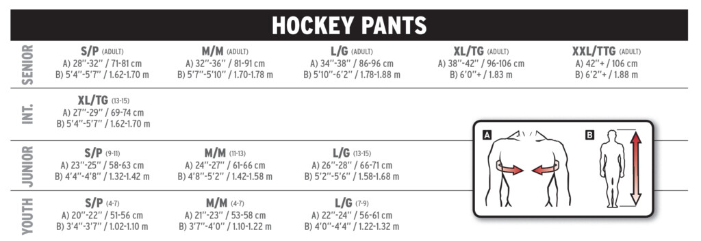 Hockey Pants Size Chart A Visual Reference Of Charts Chart Master