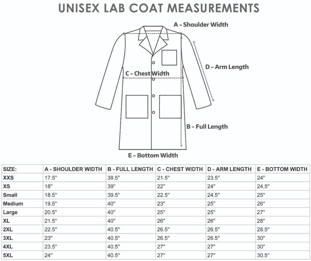 Lab Coat Size Conversion Chart