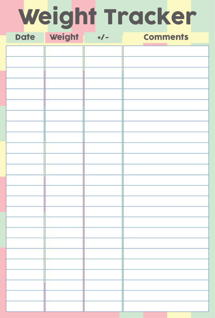 Printable Weight Chart For Losing Weight Free Printable Charts