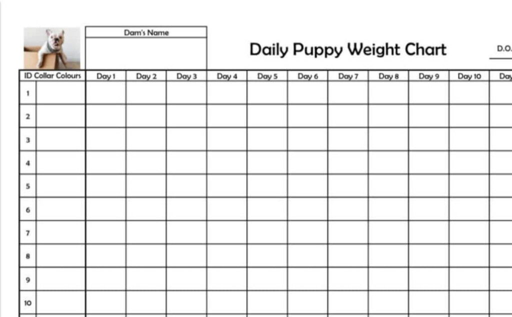  Puppy Weight Chart Template