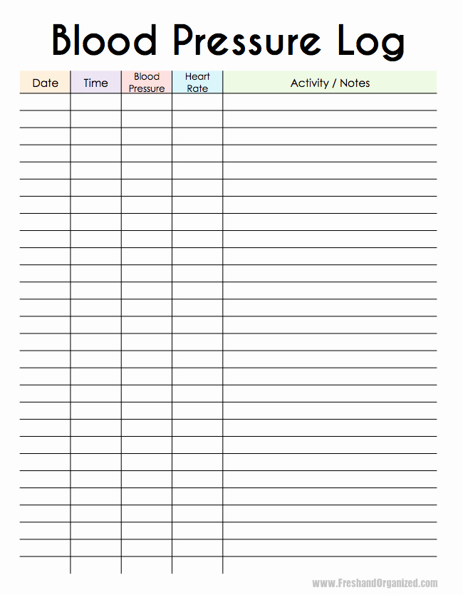 Weight Blood Pressure Heart Rate Chart Printable Kjaomni