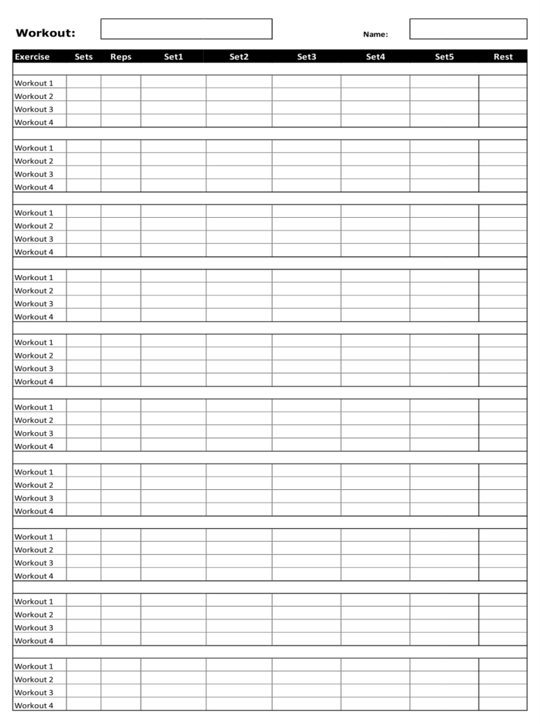 Weight Lifting Weight Chart